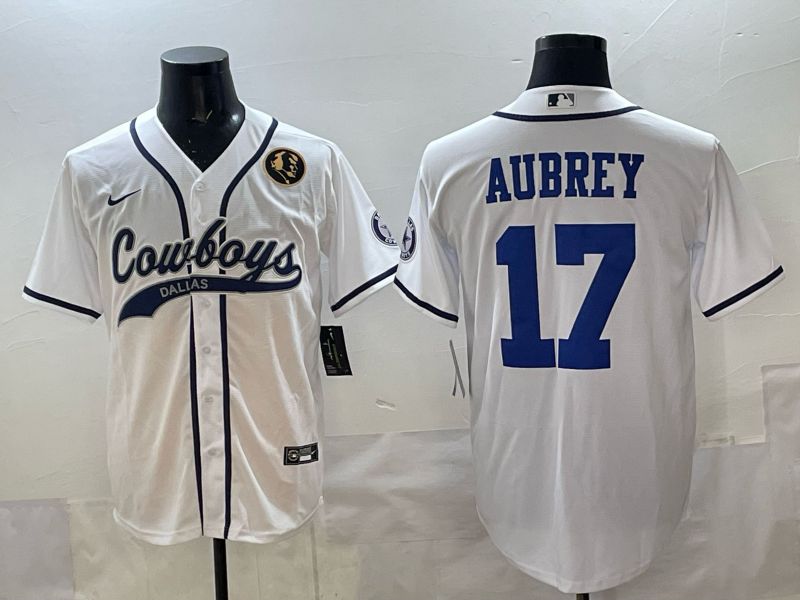 Men 2025 Dallas Cowboys #17 Aubrey white Joint Name Nike Limited NFL Jersey style 05->dallas cowboys->NFL Jersey